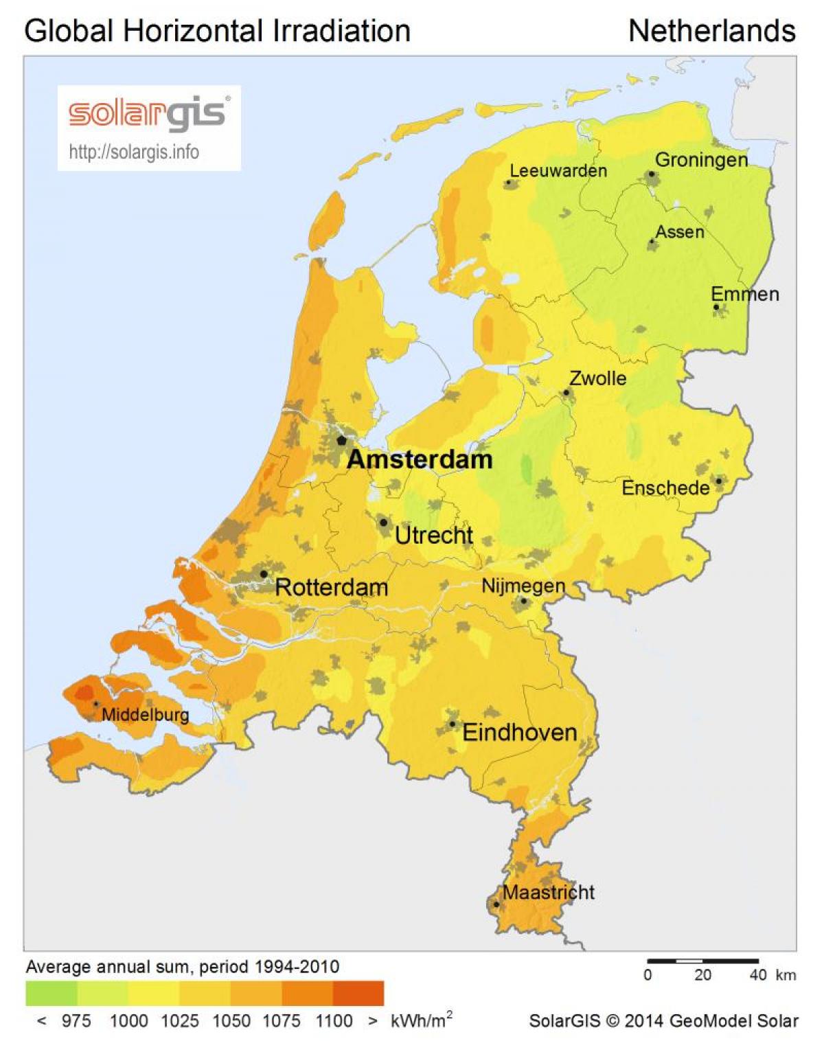 Netherlands sunshine map