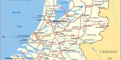 Map of Holland and surrounding countries