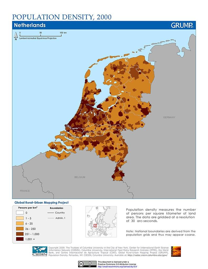 Netherlands population map Netherlands population density map