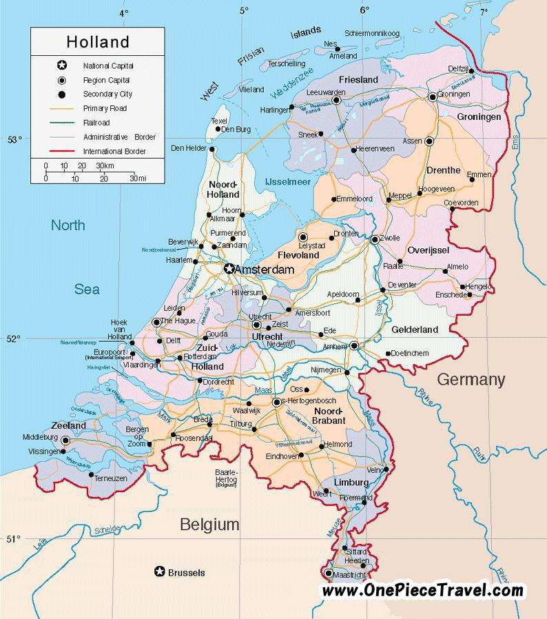 Netherlands transports map - Holland transports map (Western Europe ...