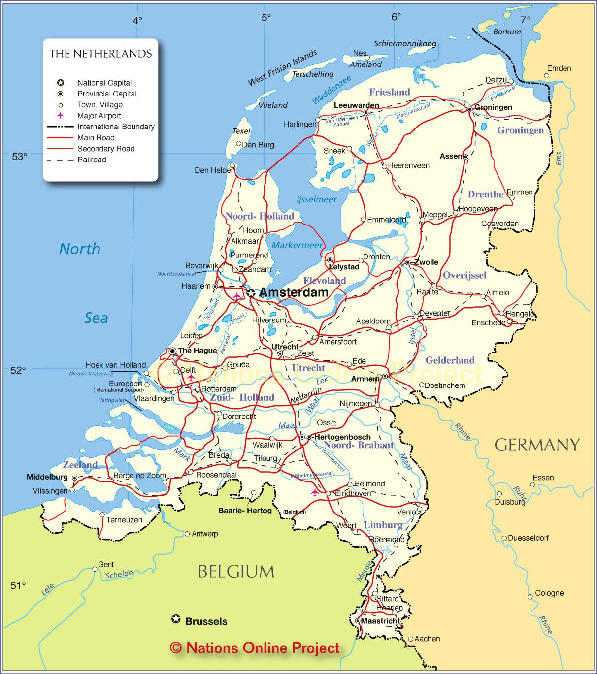 Holland map - Map of Holland Netherlands (Western Europe - Europe)
