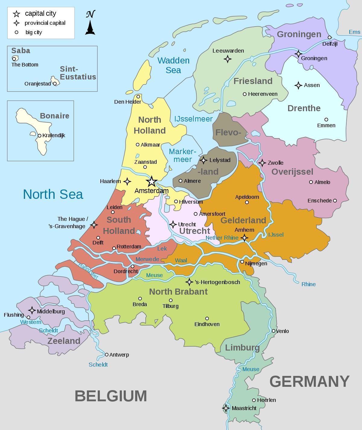 map of Netherlands regions