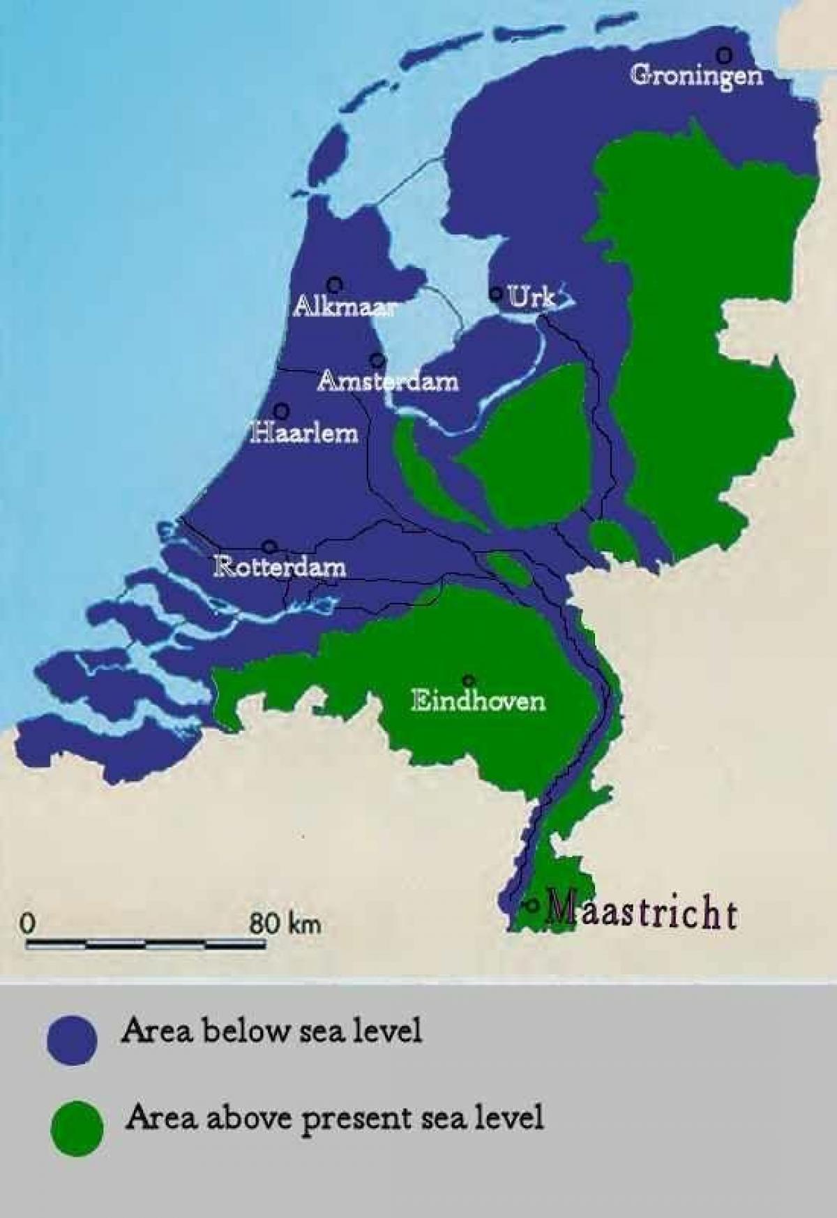 Netherlands below sea level map