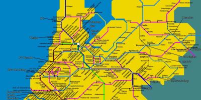 Holland train map - Train map of Holland (Western Europe - Europe)